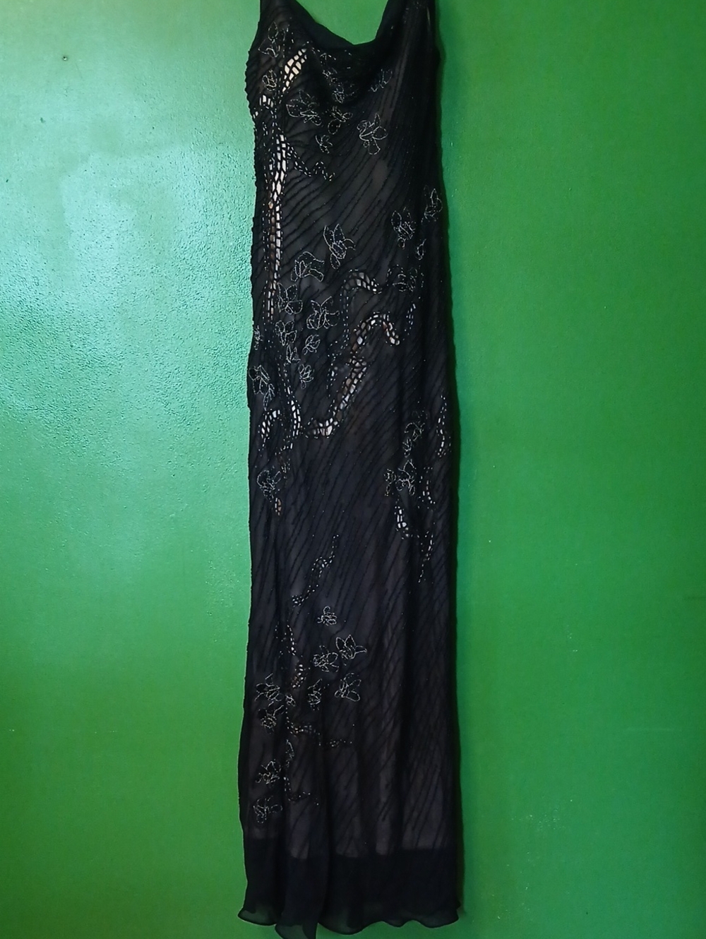 Sue Wong Nocturne Black Embroidered Beaded Sheer Maxi Dress Whimsigoth